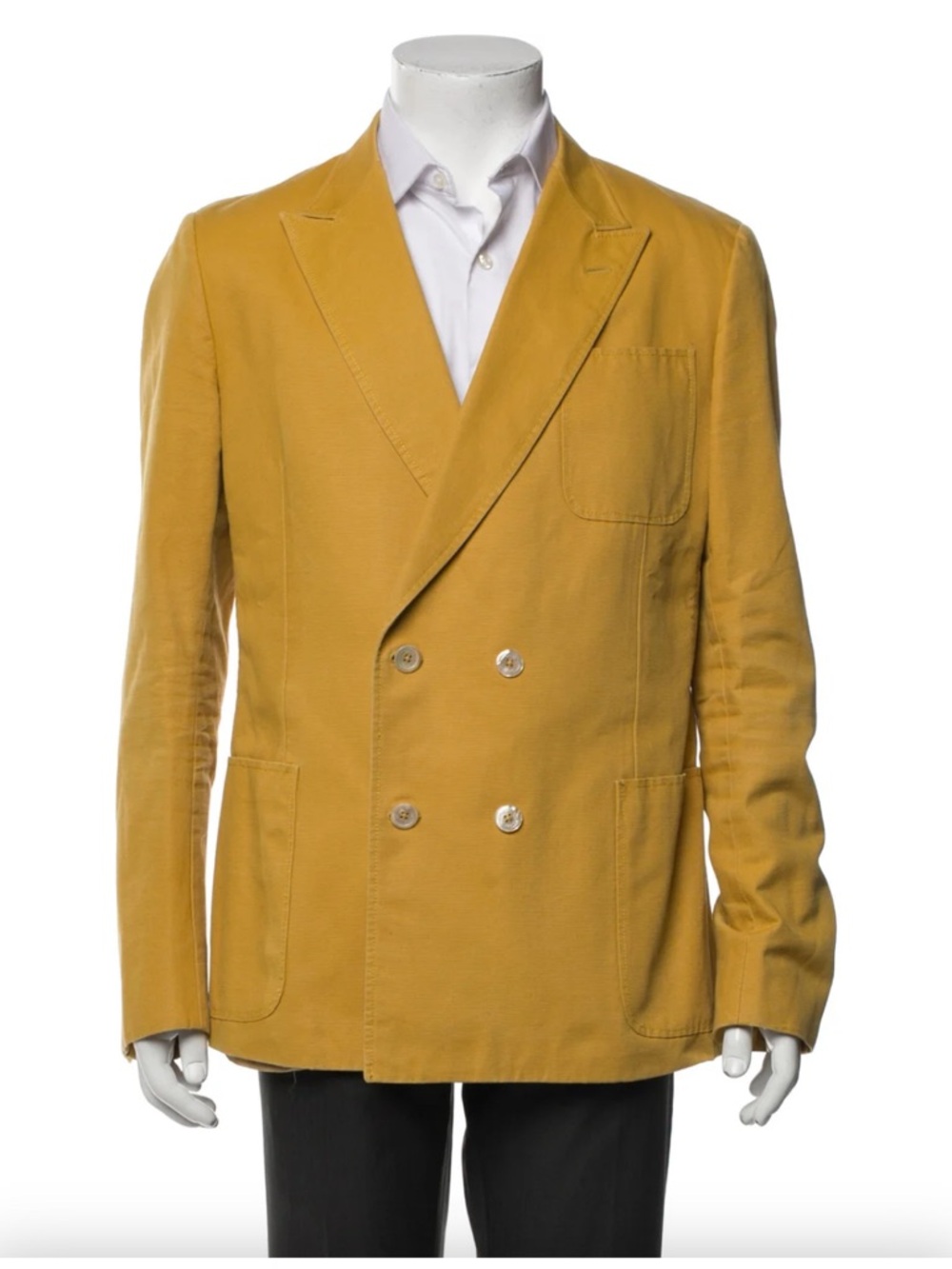 Gucci Men's Double-Breasted Mustard Yellow Shirt Jacket US 42R
